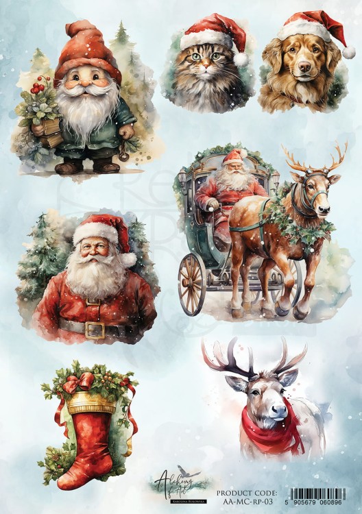 Papier ryżowy A4 Merry Christmas - AA-MC-RP-03 Alchemy of Art