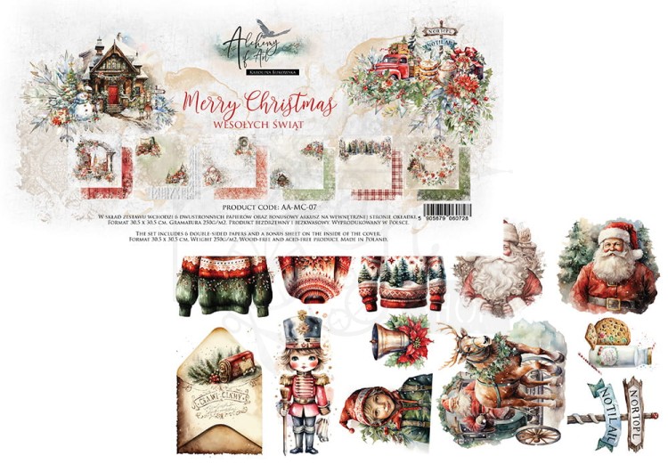 Zestaw papierów 30x30 Merry Christmas - AA-MC-07 Alchemy of Art