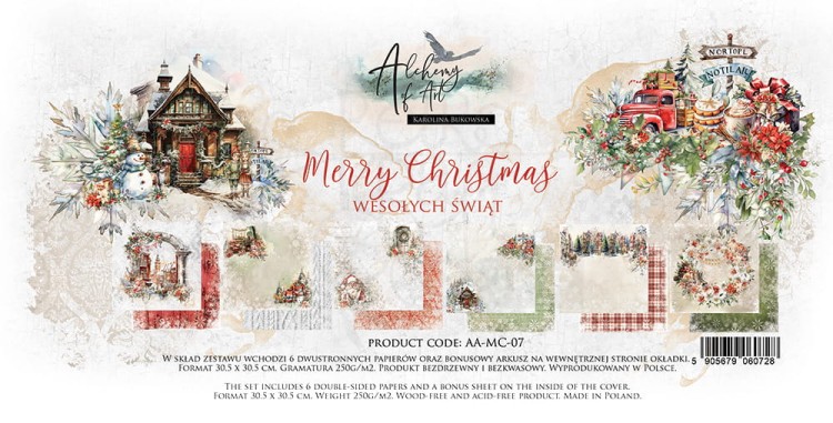Zestaw papierów 30x30 Merry Christmas - AA-MC-07 Alchemy of Art