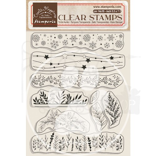 Stempel akrylowy 14x18cm Create Happiness Christmas Borders with Leaves WTK176 Stamperia