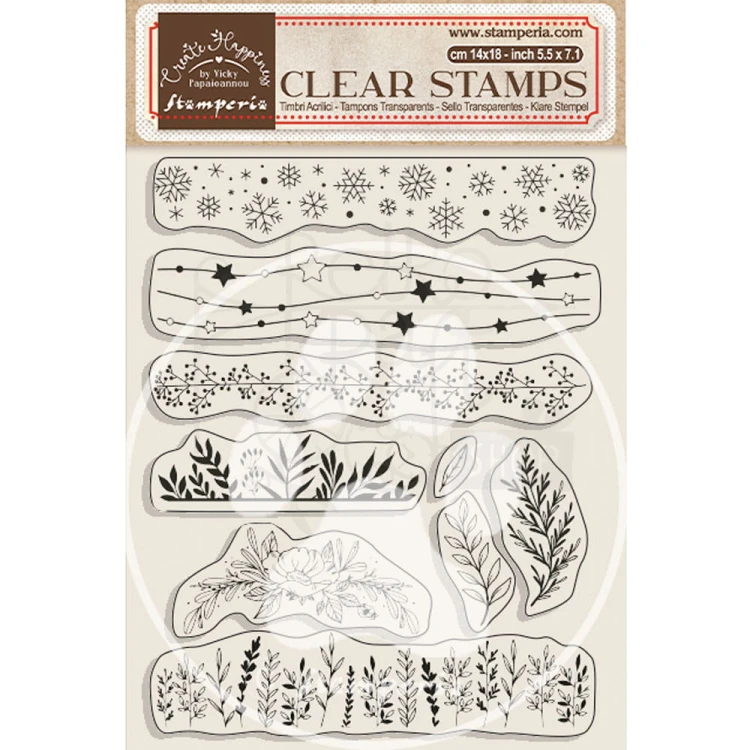 Stempel akrylowy 14x18cm Create Happiness Christmas Borders with Leaves WTK176 Stamperia