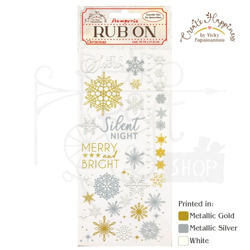 Rub-On Transfer 10x21.6cm Create Happiness - Christmas Snowflakes DFLRB44 Stamperia