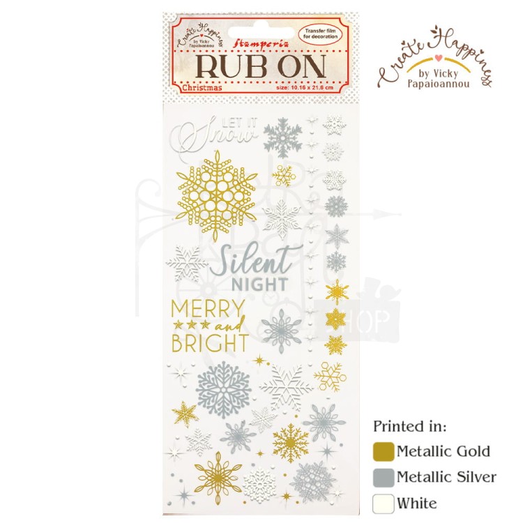 Rub-On Transfer 10x21.6cm Create Happiness - Christmas Snowflakes DFLRB44 Stamperia