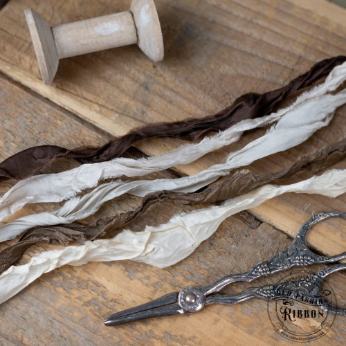 Zestaw gniecionych wstążek vintage odcienie brązu 5 sztuk OLDM-07 Old Fashion Ribbon