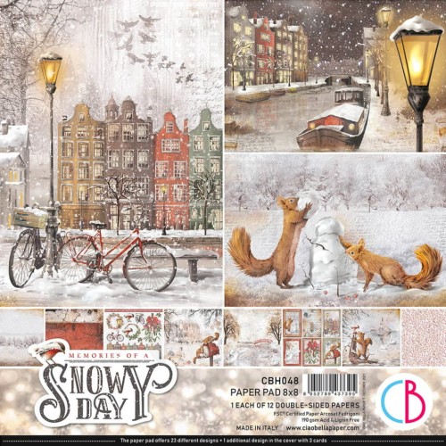 Zestaw papierów 20x20 Memories of The Snowy Day 12 arkuszy CBH048 Ciao Bella