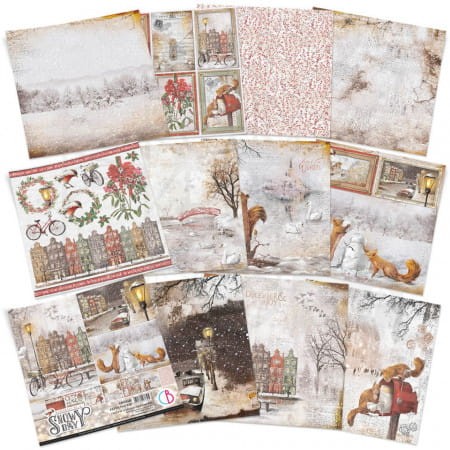 Zestaw papierów 20x20 Memories of The Snowy Day 12 arkuszy CBH048 Ciao Bella