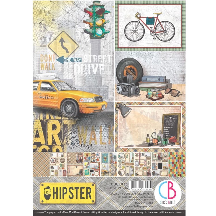 Zestaw papierów A4 Hipster 9 arkuszy CBCL035 Ciao Bella