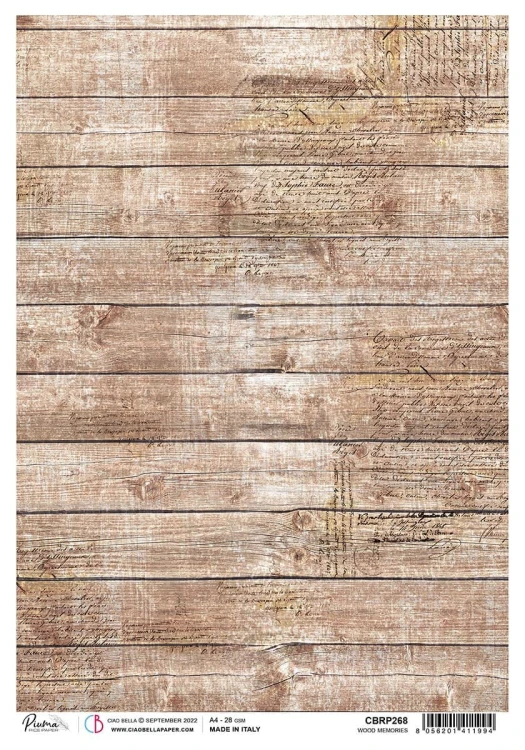 Papier ryżowy A4 Wood Memories CBRP268 Ciao Bella