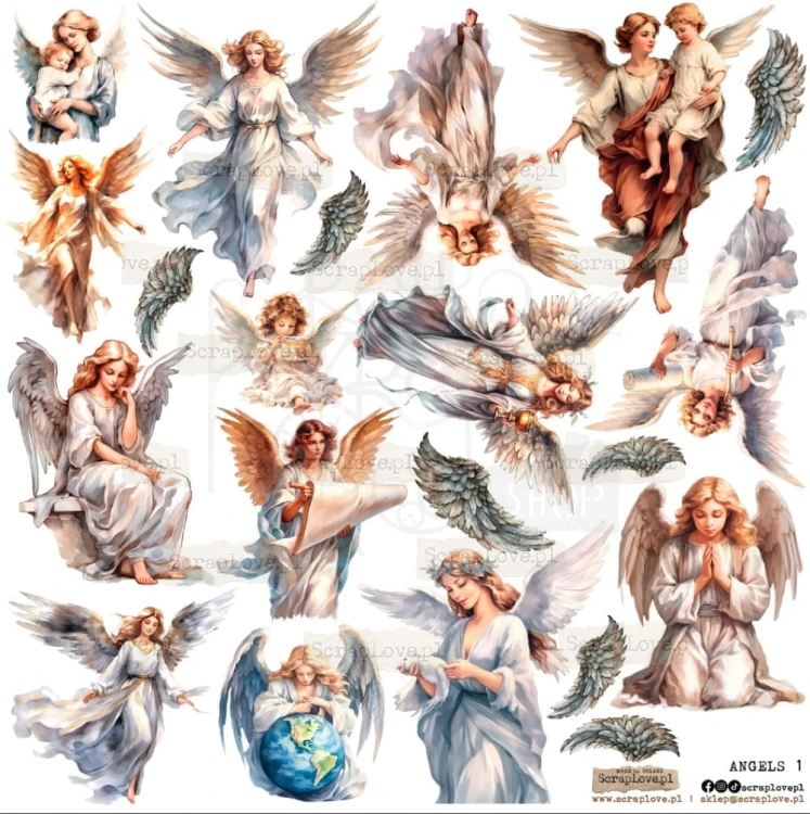 Naklejki do scrapbookingu i art journalingu Angels 1 - Anioły 1 ScrapLove