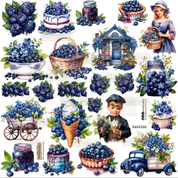 Naklejki do scrapbookingu i art journalingu Berries - Borówki ScrapLove
