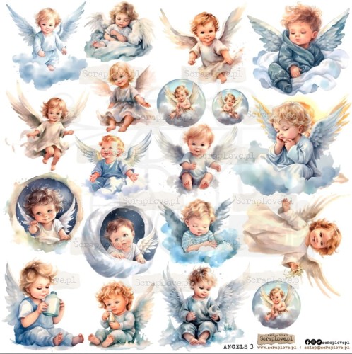 Naklejki do scrapbookingu i art journalingu Angels 3 - Anioły3 ScrapLove
