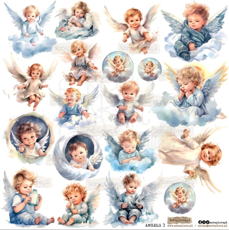 Naklejki do scrapbookingu i art journalingu Angels 3 - Anioły3 ScrapLove