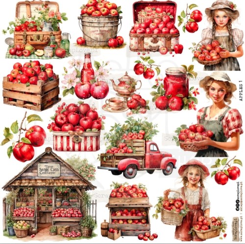 Naklejki do scrapbookingu i art journalingu Apples 1 - Jabłka 1 ScrapLove