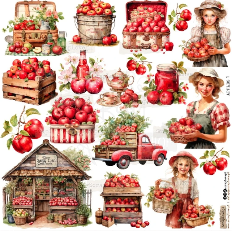 Naklejki do scrapbookingu i art journalingu Apples 1 - Jabłka 1 ScrapLove