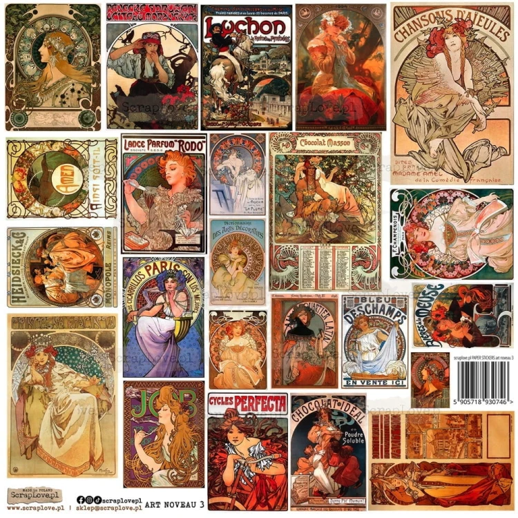 Naklejki do scrapbookingu i art journalingu Art Noveau 3 ScrapLove