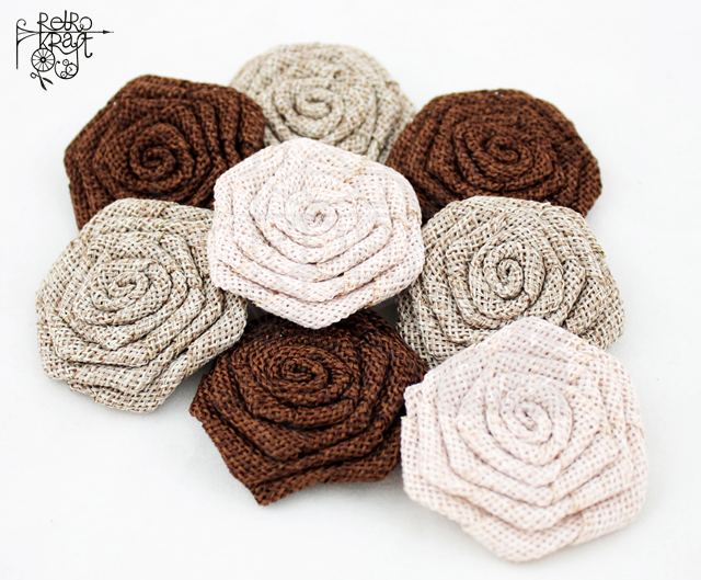 Kwiat jutowy Spiralka 5cm Jasny brąz