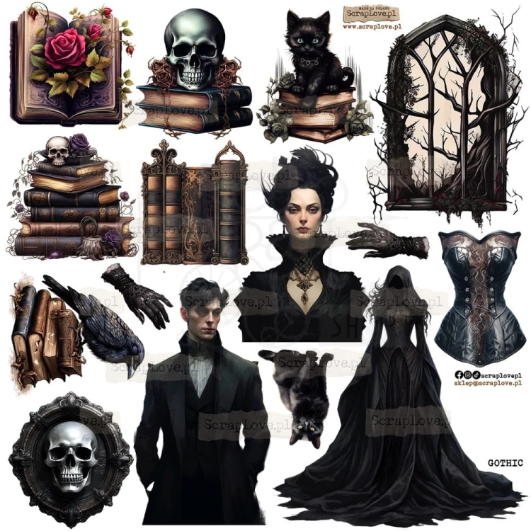 Naklejki do scrapbookingu i art journalingu Gothic - Gotyckie ScrapLove