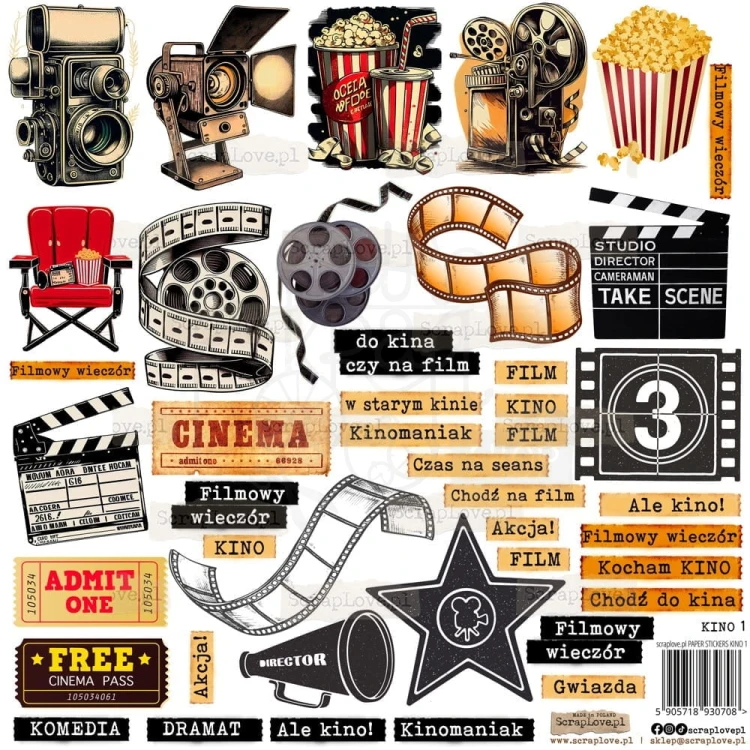 Naklejki do scrapbookingu i art journalingu Cinema 1 - Kino 1 ScrapLove