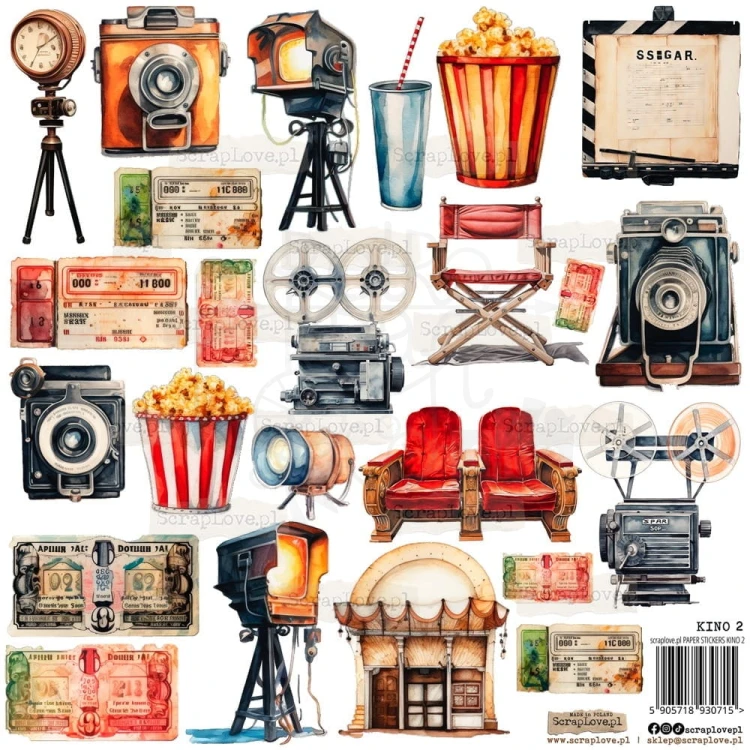 Naklejki do scrapbookingu i art journalingu Cinema 2 - Kino 2 ScrapLove