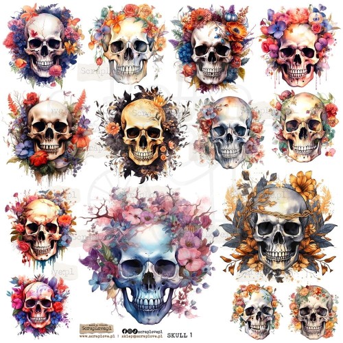 Naklejki do scrapbookingu i art journalingu Skull 1 - Czaszki 1 ScrapLove