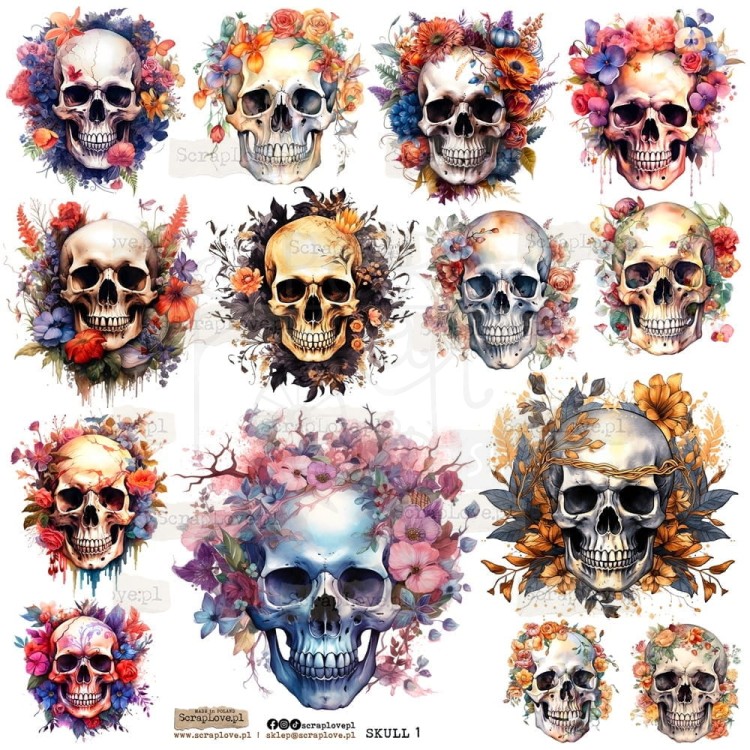 Naklejki do scrapbookingu i art journalingu Skull 1 - Czaszki 1 ScrapLove