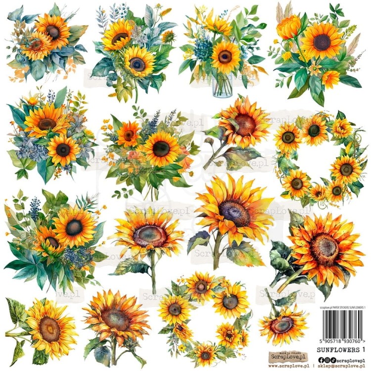 Naklejki do scrapbookingu i art journalingu Sunflowers 1 - Słoneczniki 1 ScrapLove