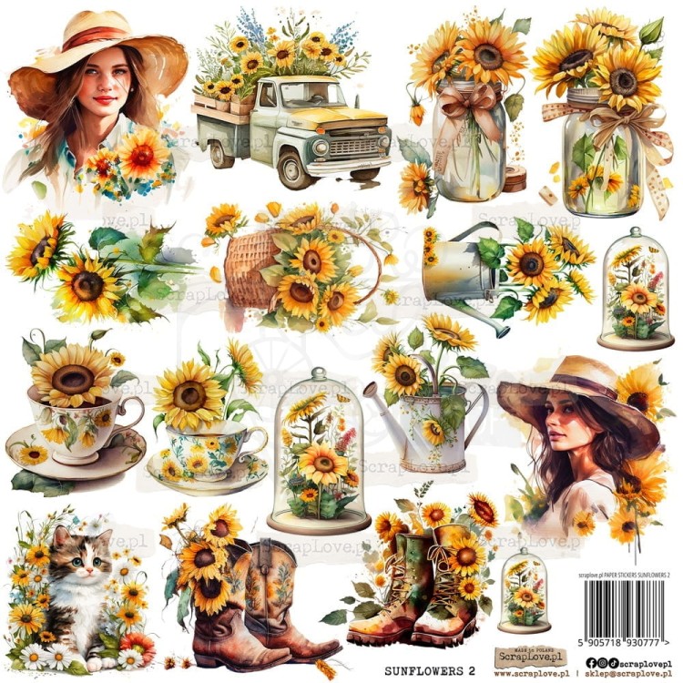 Naklejki do scrapbookingu i art journalingu Sunflowers 2 - Słoneczniki 2 ScrapLove