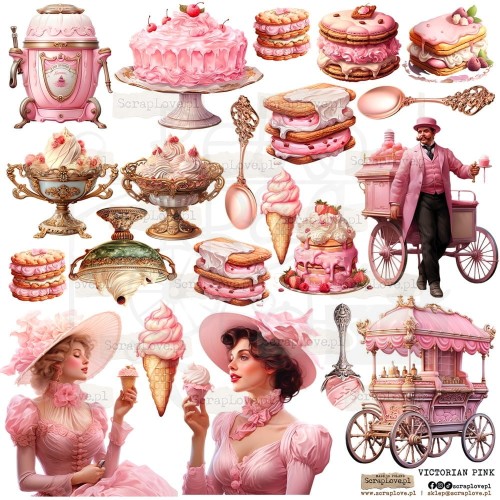 Naklejki do scrapbookingu i art journalingu Victorian Pink ScrapLove