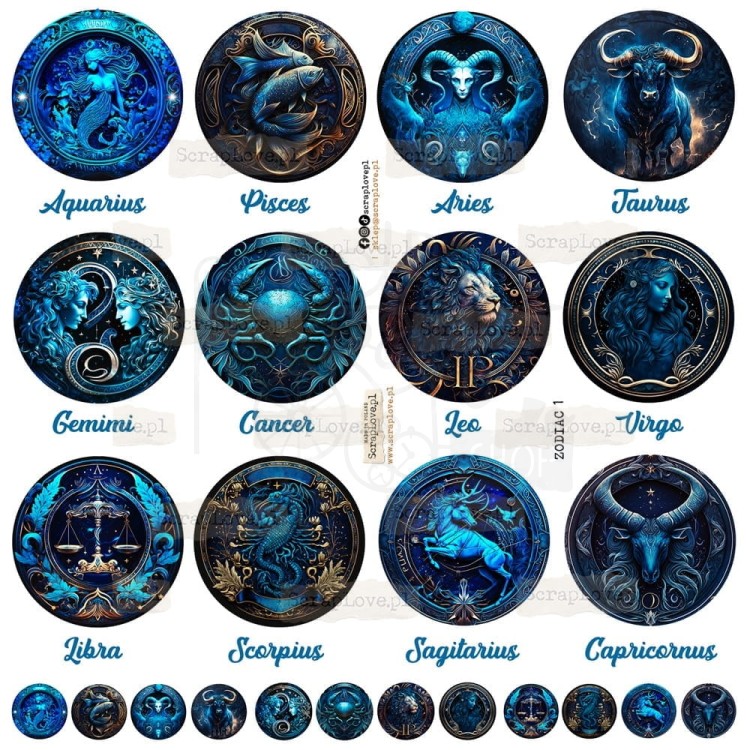 Naklejki do scrapbookingu i art journalingu Zodiac 1 ScrapLove