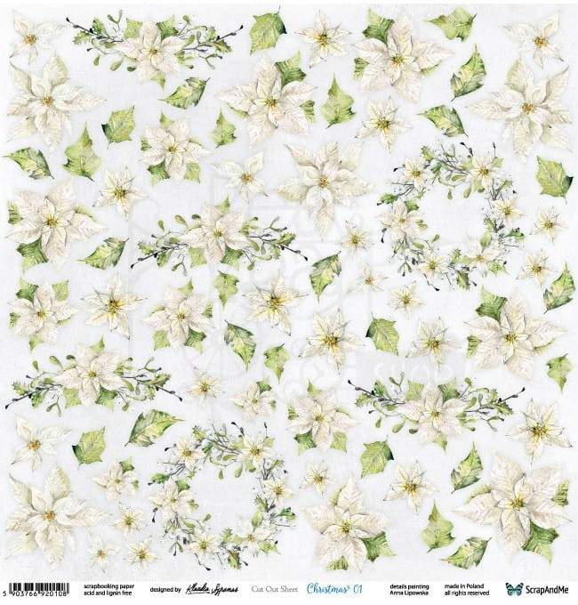 Papier do scrapbookingu 30x30 elementy do wycięcia - Christmas 01 ScrapAndMe