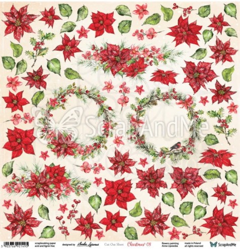 Papier do scrapbookingu 30x30 elementy do wycięcia - Christmas 08 ScrapAndMe
