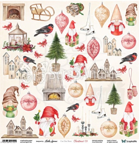 Papier do scrapbookingu 30x30 elementy do wycięcia - Christmas 09 ScrapAndMe