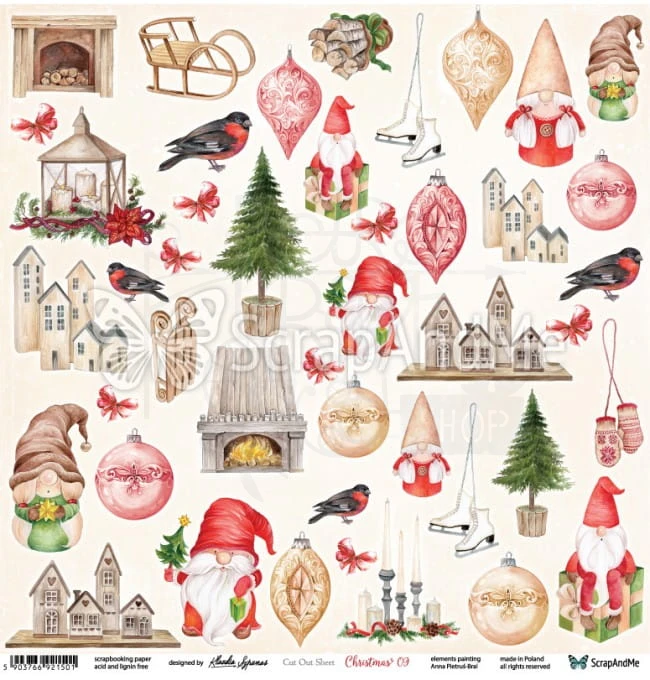 Papier do scrapbookingu 30x30 elementy do wycięcia - Christmas 09 ScrapAndMe