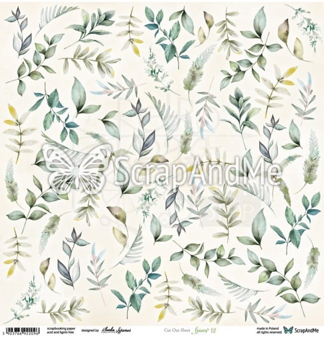 Papier do scrapbookingu 30x30 elementy do wycięcia - Leaves 12 ScrapAndMe