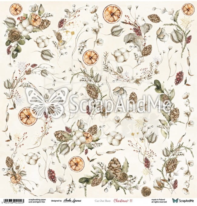Papier do scrapbookingu 30x30 elementy do wycięcia - Christmas 11 ScrapAndMe