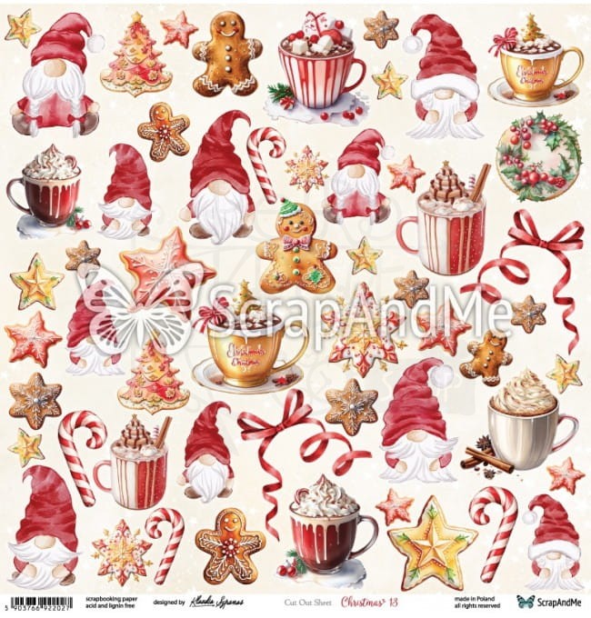 Papier do scrapbookingu 30x30 elementy do wycięcia - Christmas 13 ScrapAndMe
