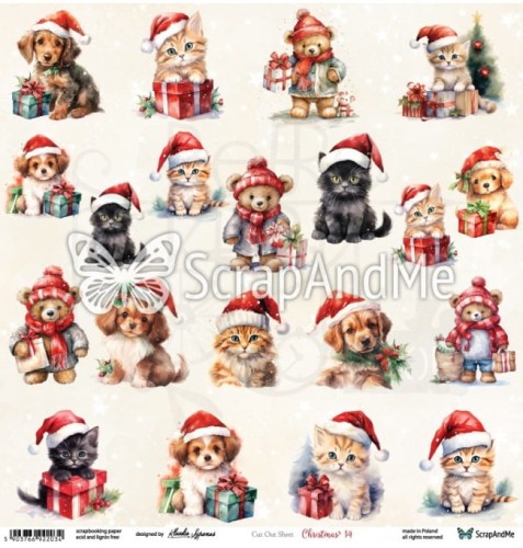 Papier do scrapbookingu 30x30 elementy do wycięcia - Christmas 14 ScrapAndMe