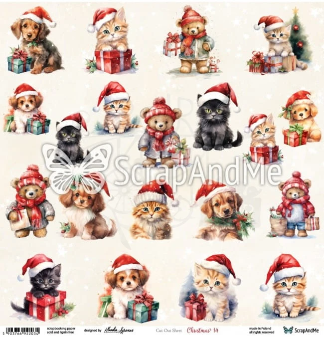 Papier do scrapbookingu 30x30 elementy do wycięcia - Christmas 14 ScrapAndMe