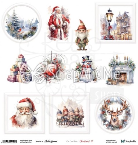 Papier do scrapbookingu 30x30 elementy do wycięcia - Christmas 17 ScrapAndMe