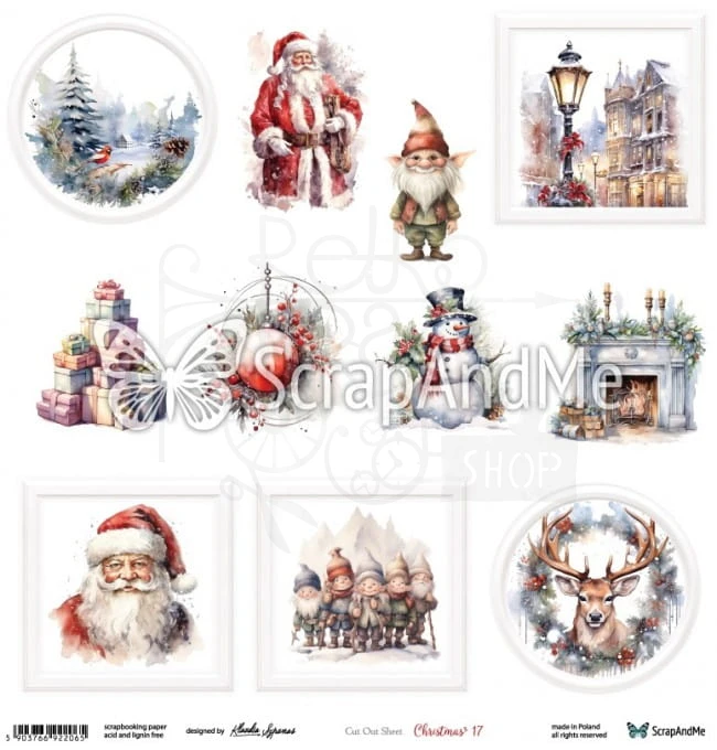 Papier do scrapbookingu 30x30 elementy do wycięcia - Christmas 17 ScrapAndMe