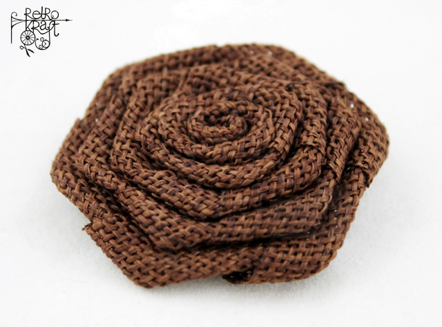 Kwiat jutowy Spiralka 5cm Czekoladowy