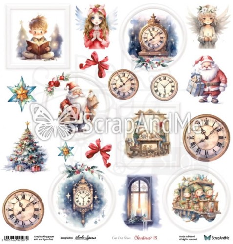 Papier do scrapbookingu 30x30 elementy do wycięcia - Christmas 18 ScrapAndMe