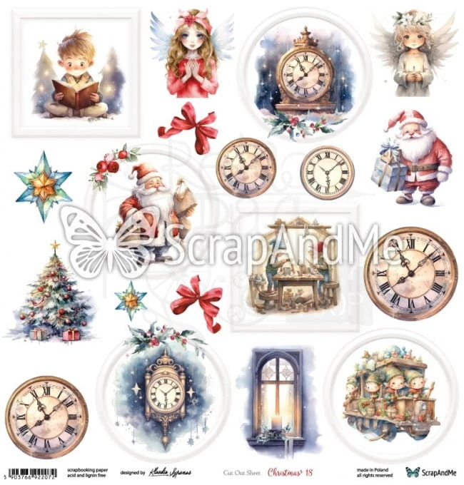 Papier do scrapbookingu 30x30 elementy do wycięcia - Christmas 18 ScrapAndMe