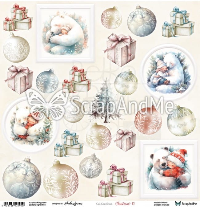 Papier do scrapbookingu 30x30 elementy do wycięcia - Christmas 10 ScrapAndMe
