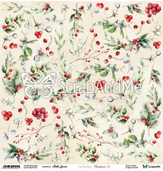 Papier do scrapbookingu 30x30 elementy do wycięcia - Christmas 15 ScrapAndMe