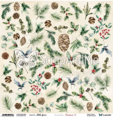 Papier do scrapbookingu 30x30 elementy do wycięcia - Christmas 16 ScrapAndMe