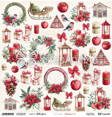 Papier do scrapbookingu 30x30 elementy do wycięcia - Christmas 12 ScrapAndMe