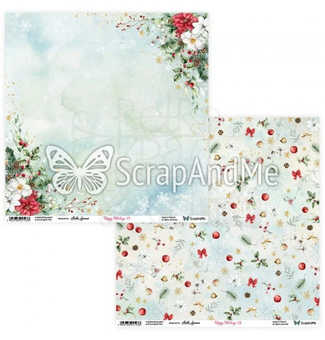 Papier do scrapbookingu 30x30 - Happy Holidays 01/02 ScrapAndMe