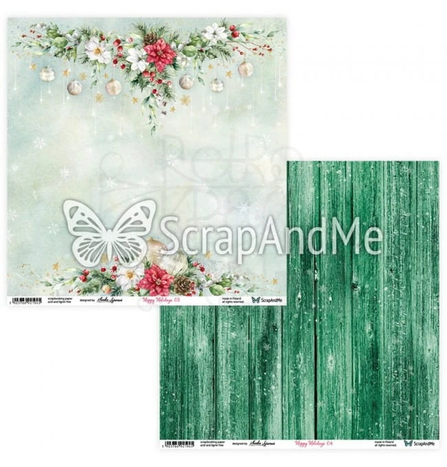 Papier do scrapbookingu 30x30 - Happy Holidays 03/04 ScrapAndMe