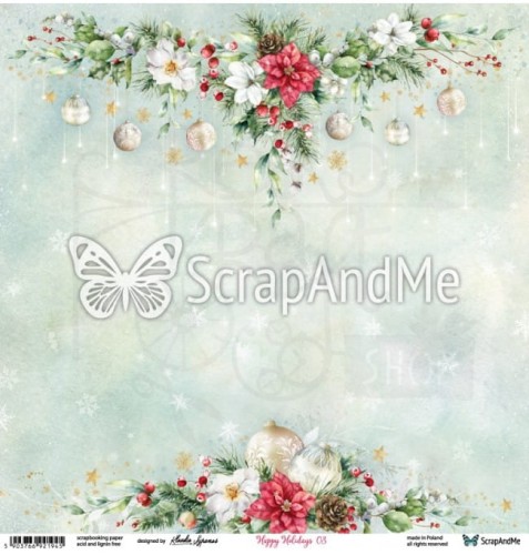 Papier do scrapbookingu 30x30 - Happy Holidays 03/04 ScrapAndMe